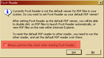 Foxit Reader スタートアップのダイアログ